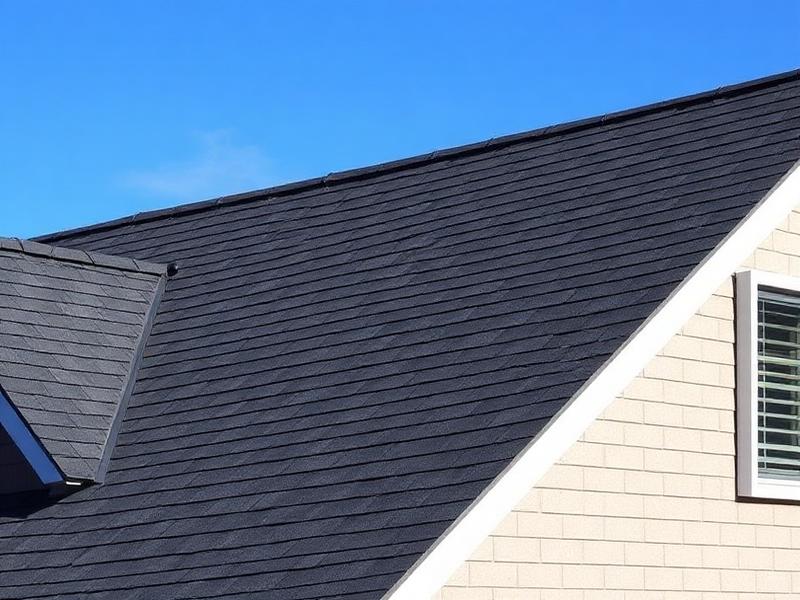Broad asphalt shingle roof plane on a completed residential project